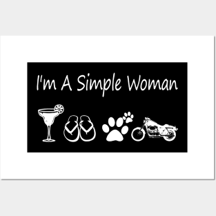 I'm A Simple Woman Flip Flops Dog And Motorcycle Posters and Art